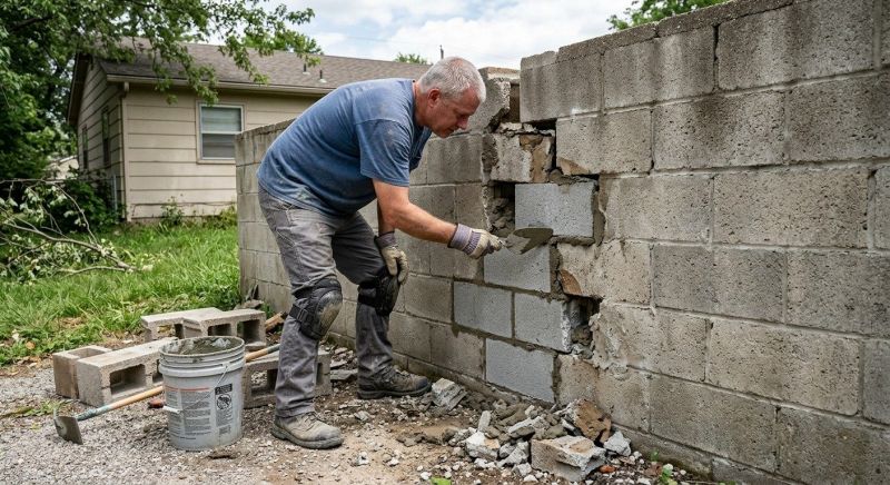 Block Wall Repair in Peoria County, IL