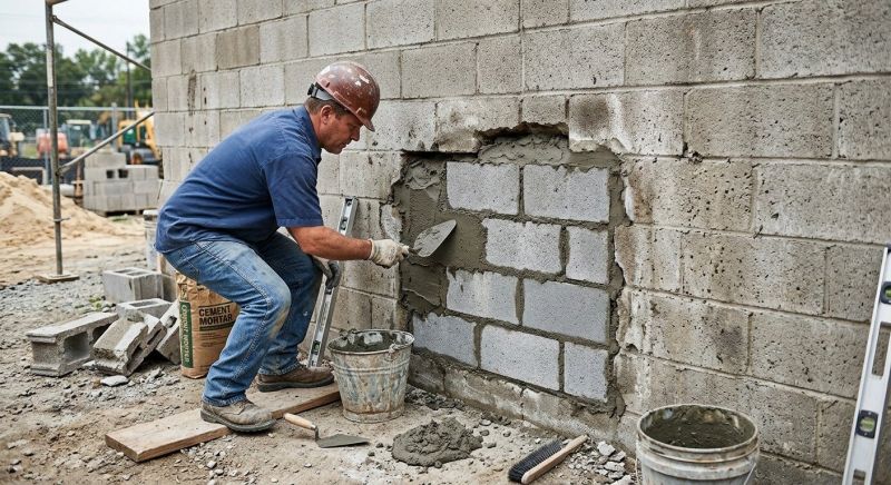 Cinder Block Wall Repair in Peoria, IL