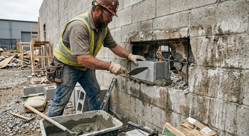 Cinder Block Wall Repair in Morton, IL